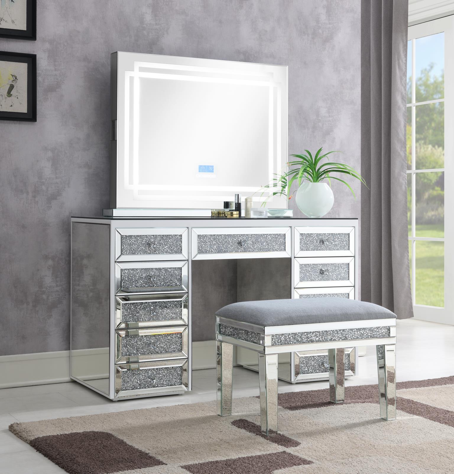 G-310 - Glamour Vanity Stool - Pearl Silver