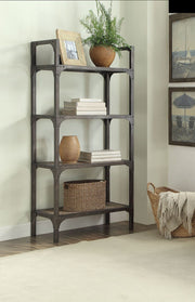 ACME Gorden - Bookshelf - Weathered Oak & Antique Silver | Meri Furniture