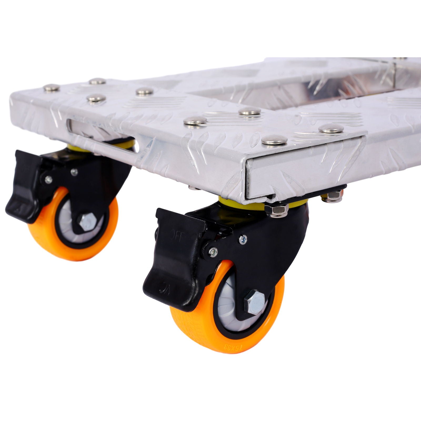 Heavy Duty Furniture Dolly Trolley Car, Aluminum Frame With 3" Tpu Professional Casters, Brake Option