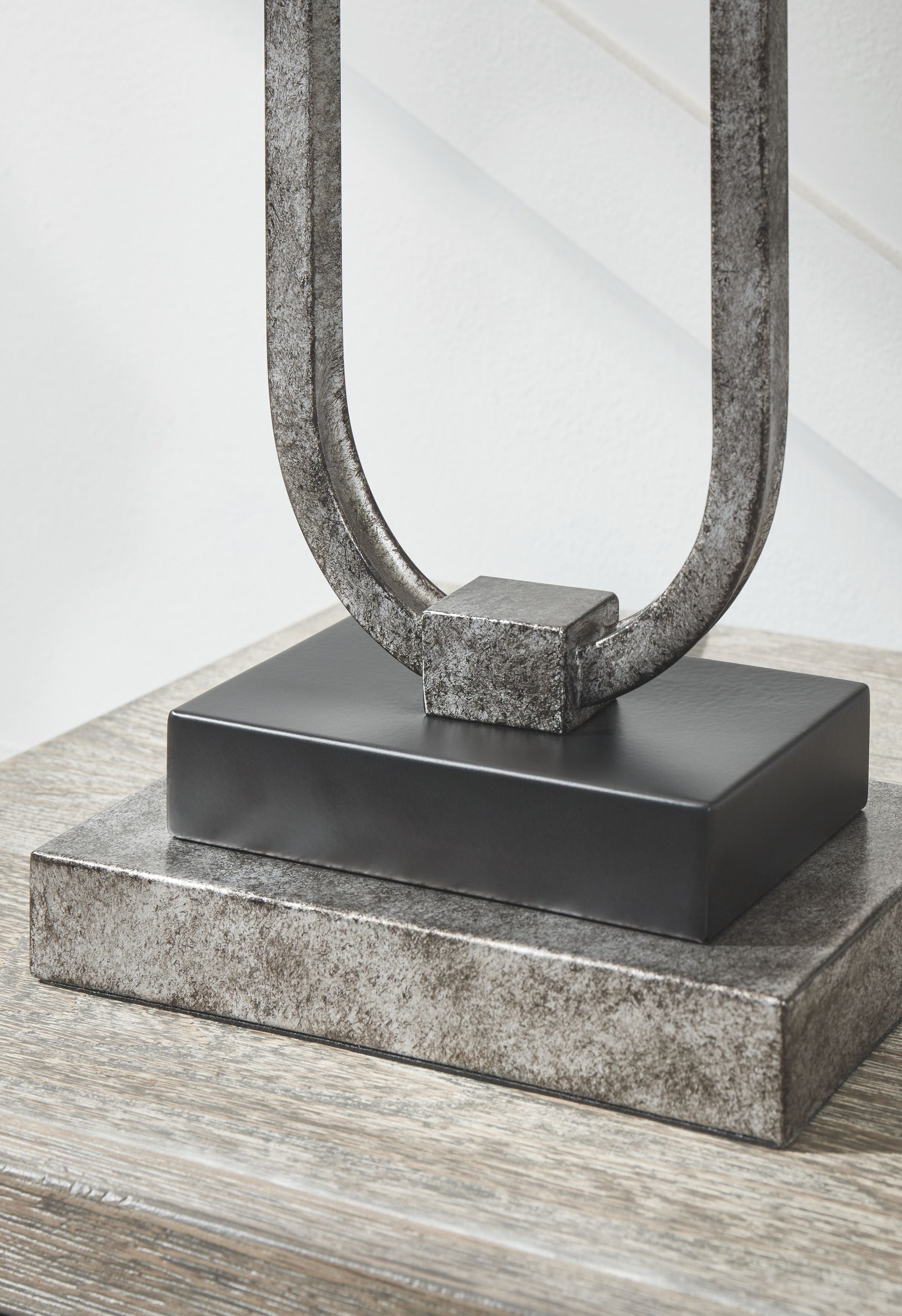 Ashley Furniture Bennish - Antique Silver Finish - Metal Table Lamp | Meri Furniture