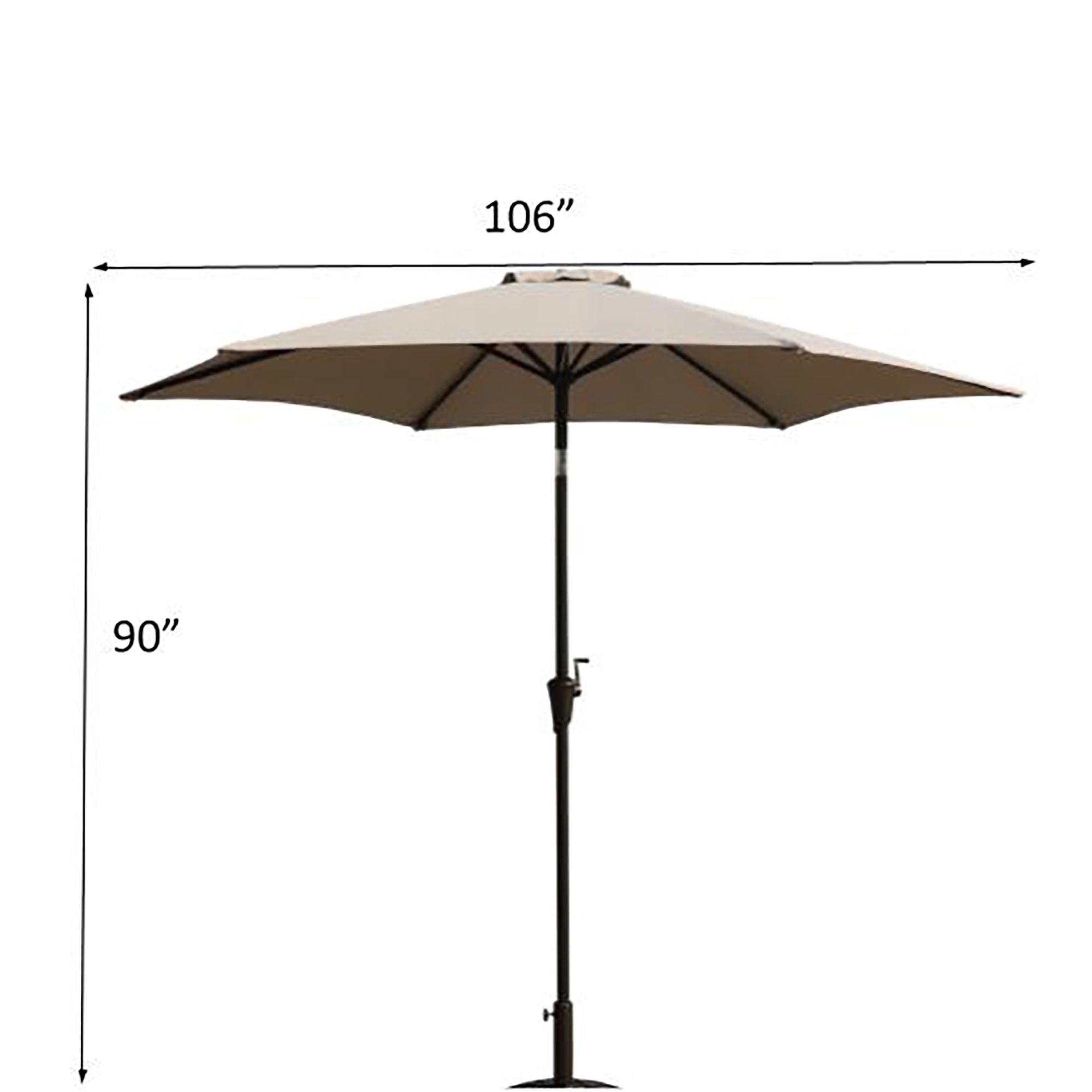 8.8' Outdoor Aluminum Patio Umbrella, Market Umbrella With 33 Pounds Round Resin Umbrella Base Lift
