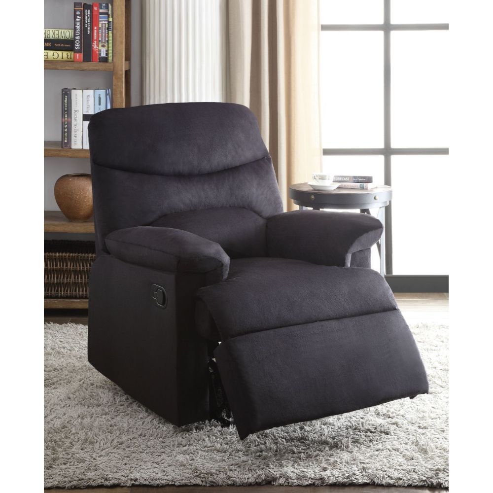 ACME The lovely Arcadia recliner offers comfort, style and value for any home. A smooth microfiber seat cushion provides relaxation from seat to toe with an easy to reach external handle for operating the reclining mechanism. | Meri Furniture
