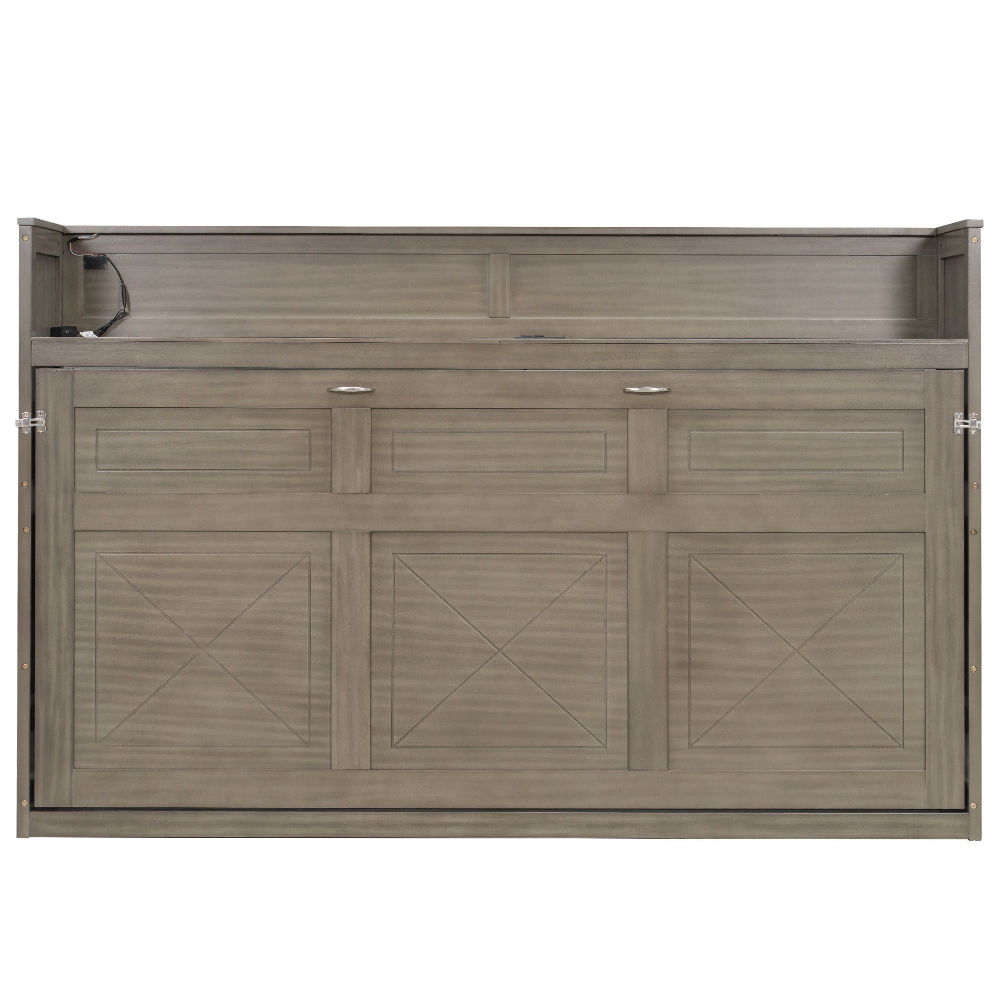 Murphy Bed With Desk, LED Light And USB Charging Station