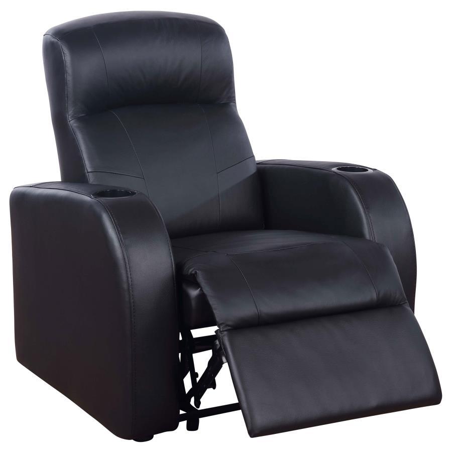 Coaster Fine Furniture Cyrus - Upholstered Track Arm Recliner - Black | Meri Furniture