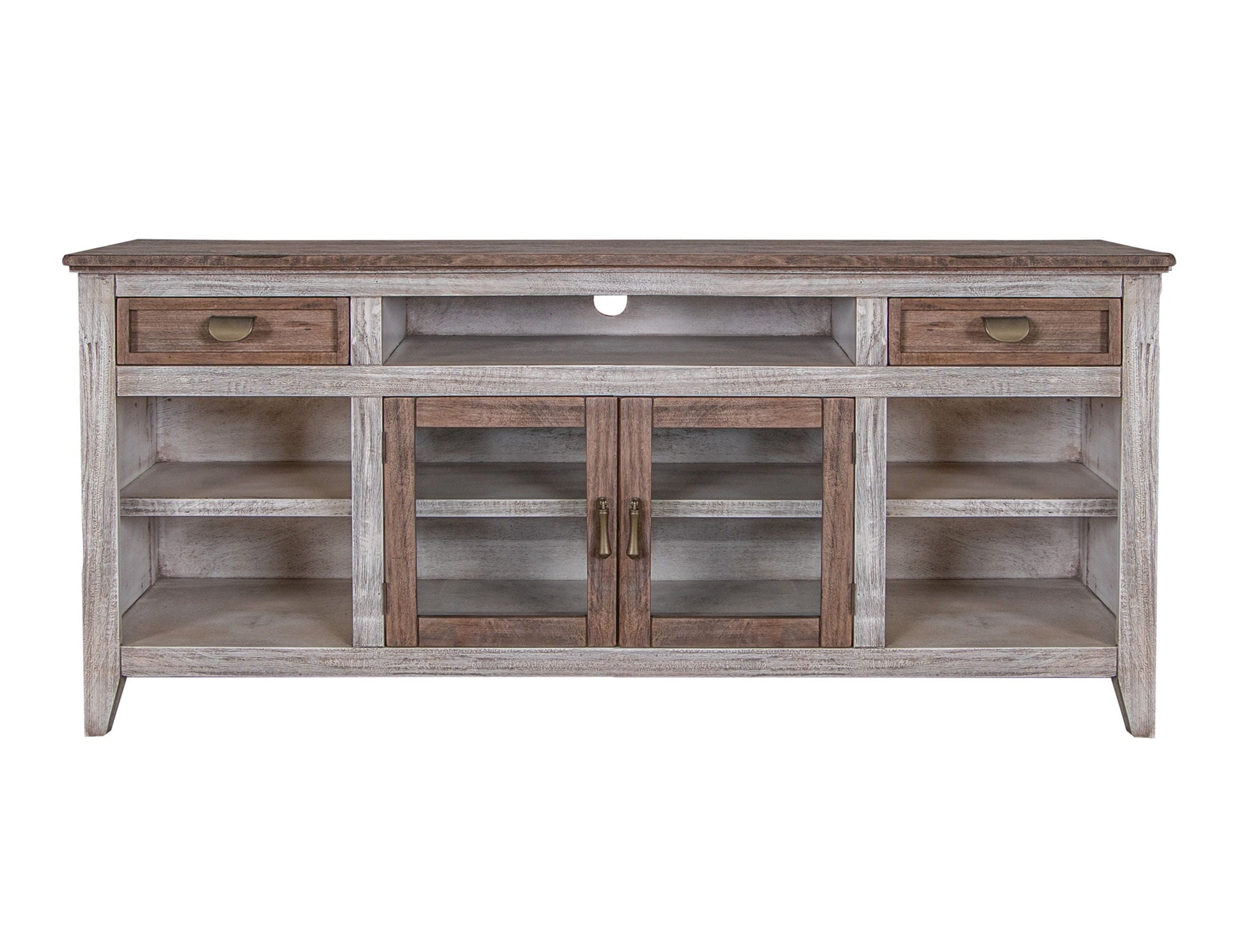 International Furniture Direct Sahara - 70" TV Stand - Light Cream / Brown Caramel | Meri Furniture