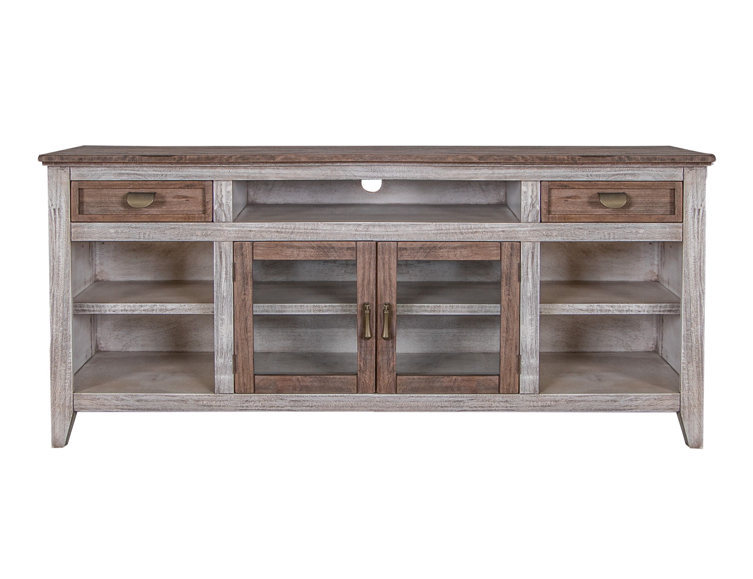 International Furniture Direct Sahara - 70" TV Stand - Light Cream / Brown Caramel | Meri Furniture