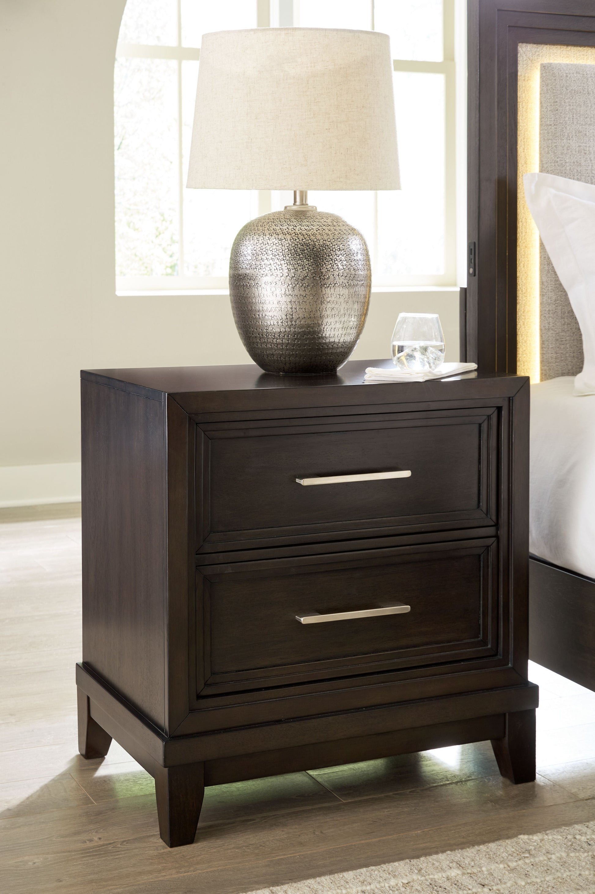 Signature Design by Ashley® Neymorton - Dark Grayish Brown - Two Drawer Night Stand | Meri Furniture