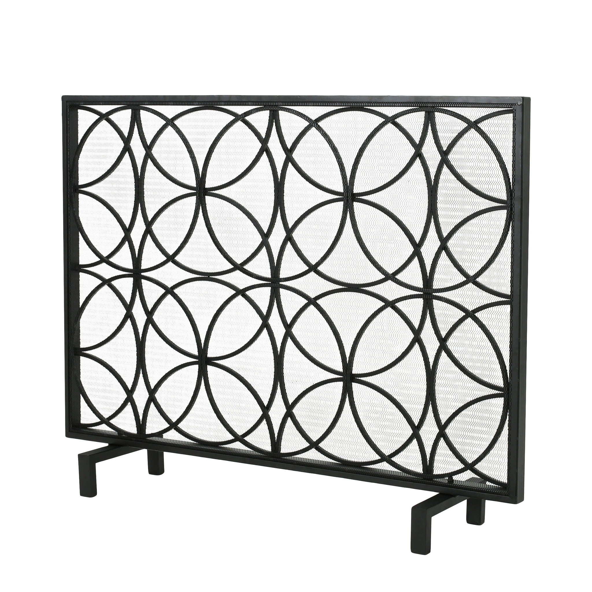 Thayer - Single Panel Iron Fireplace Screen With Geometric Design
