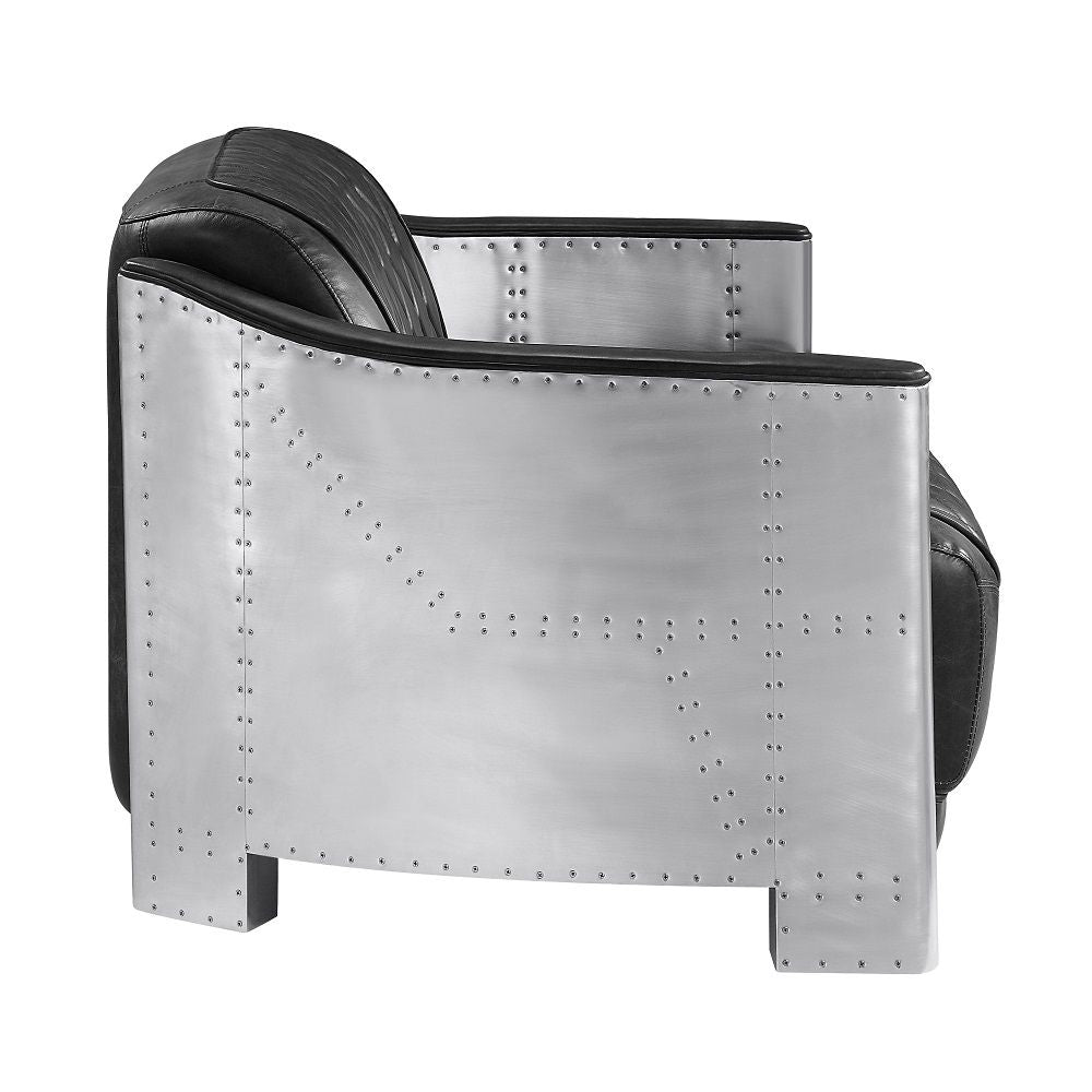 ACME Sedna - Loveseat - Espresso & Aluminum | Meri Furniture