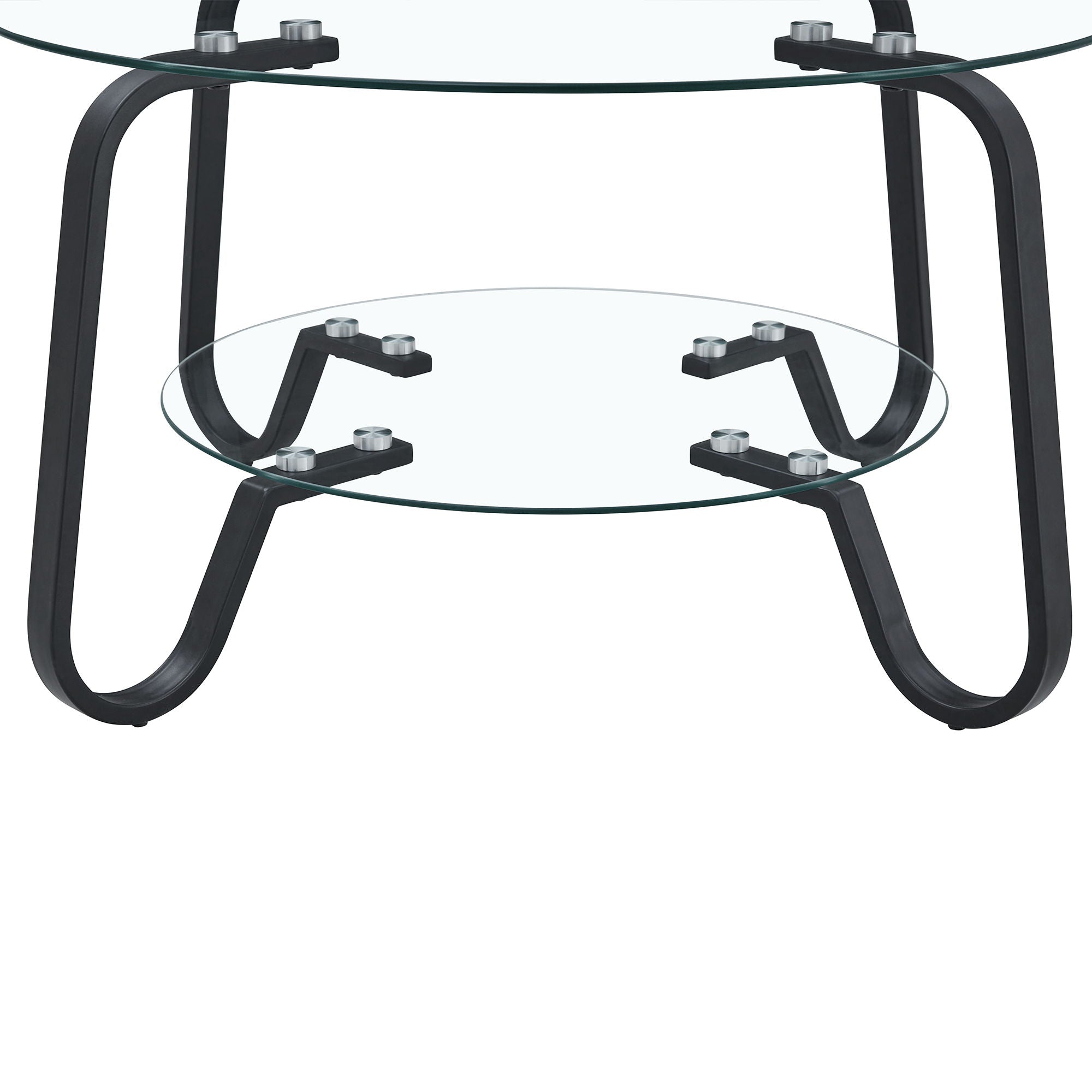 Retro Minimalist Style Metal Frame Double Layer Tempered Glass Coffee Table