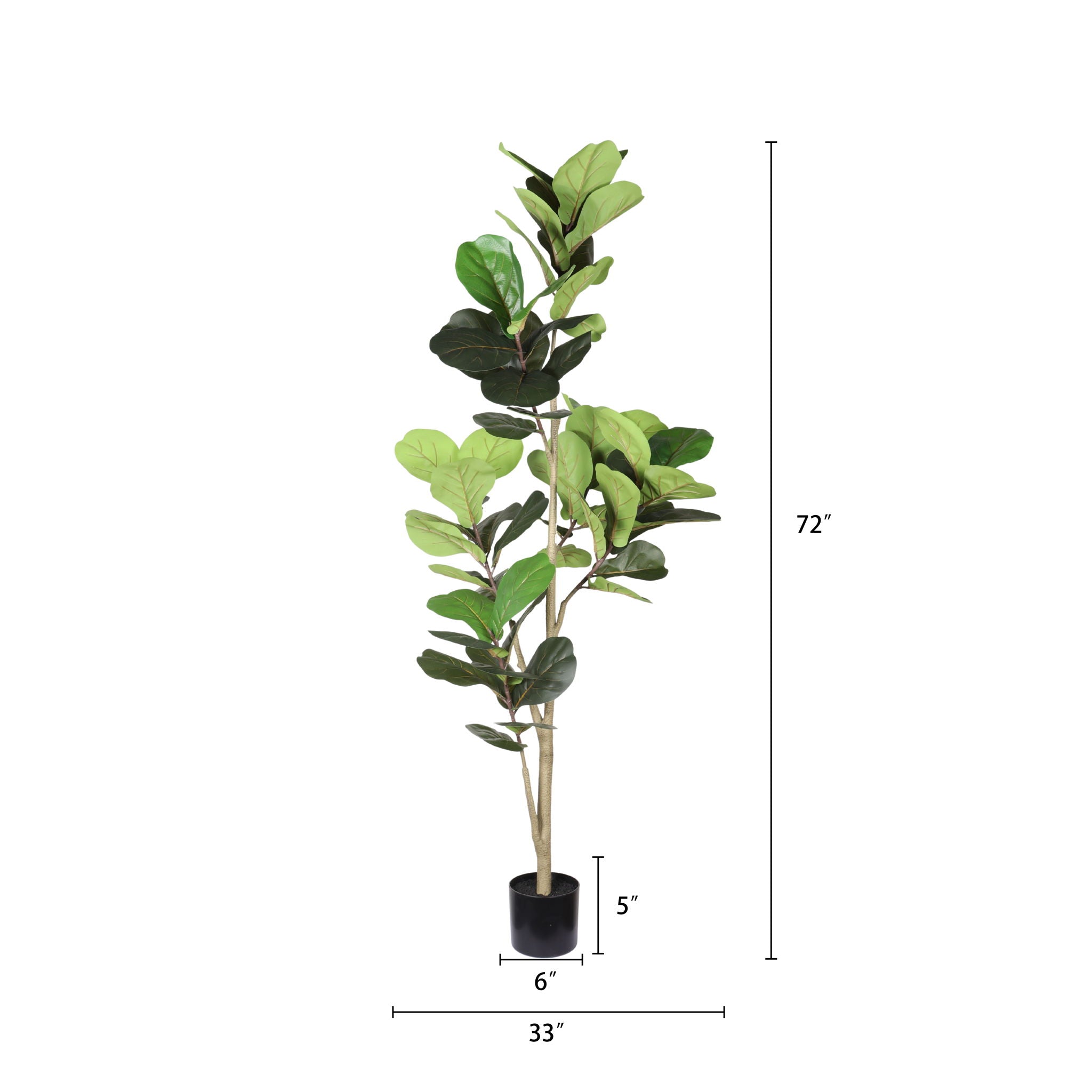 6Ft Real Touch Fake Fiddle Leaf Fig Tree In Pot, Indoor Decor For Home - Green Leaves