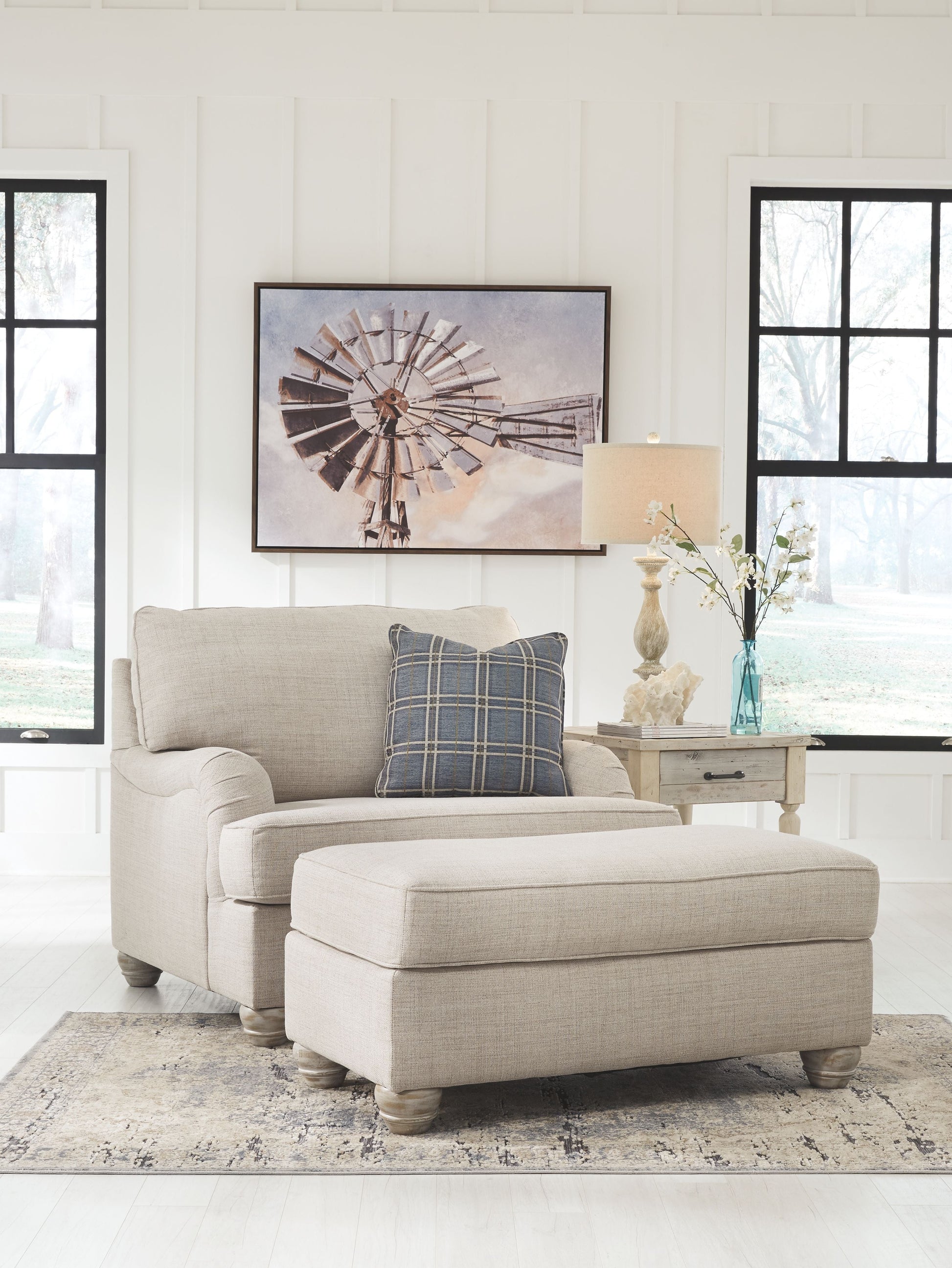 Ashley Furniture Traemore - Linen - Ottoman | Meri Furniture