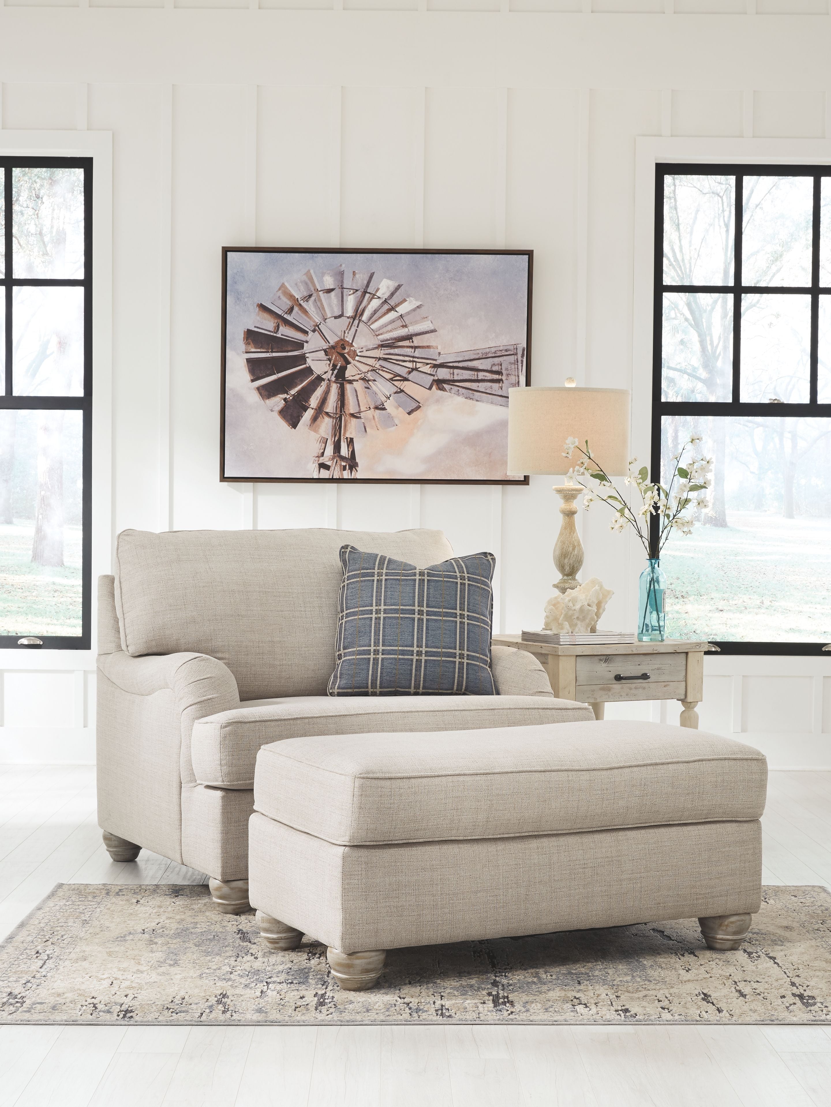 Ashley Furniture Traemore - Linen - Ottoman | Meri Furniture