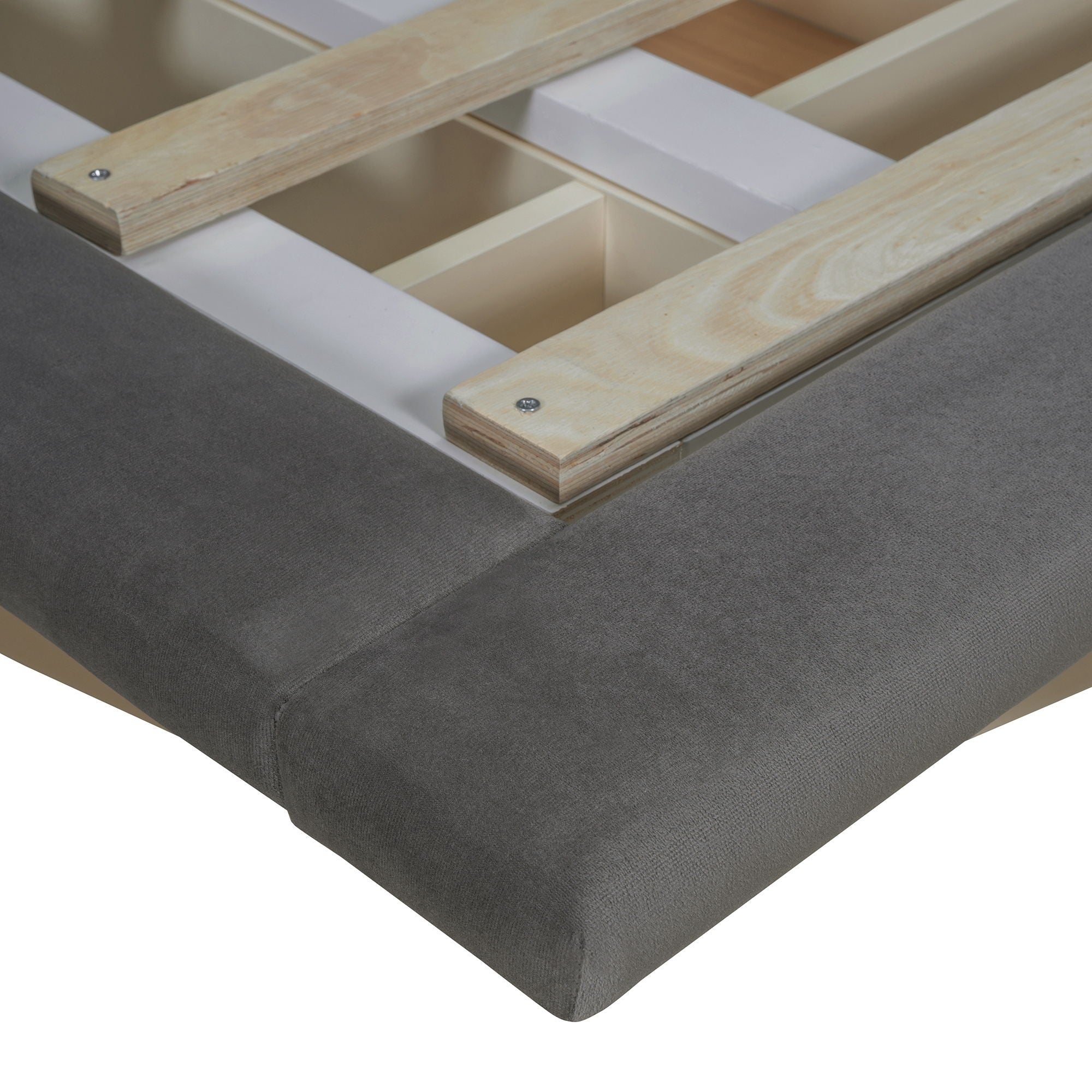 Upholstered Floating Hydrualic Platform Bed With LED Light And USB Port