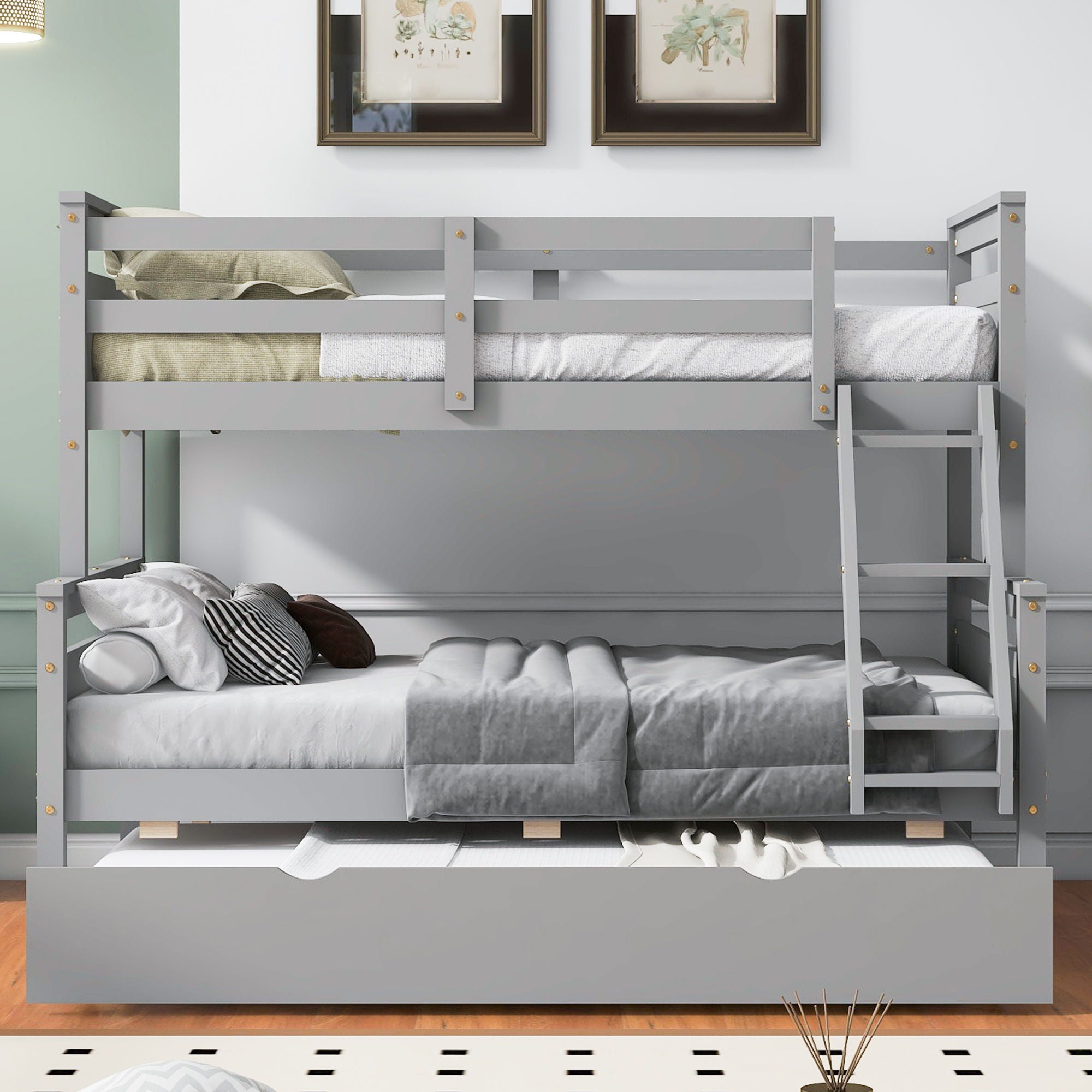 Bunk Bed With Ladder And Safety Guardrail