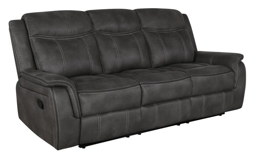 Coaster Fine Furniture Lawrence - Upholstered Padded Arm Reclining Sofa - Charcoal | Meri Furniture