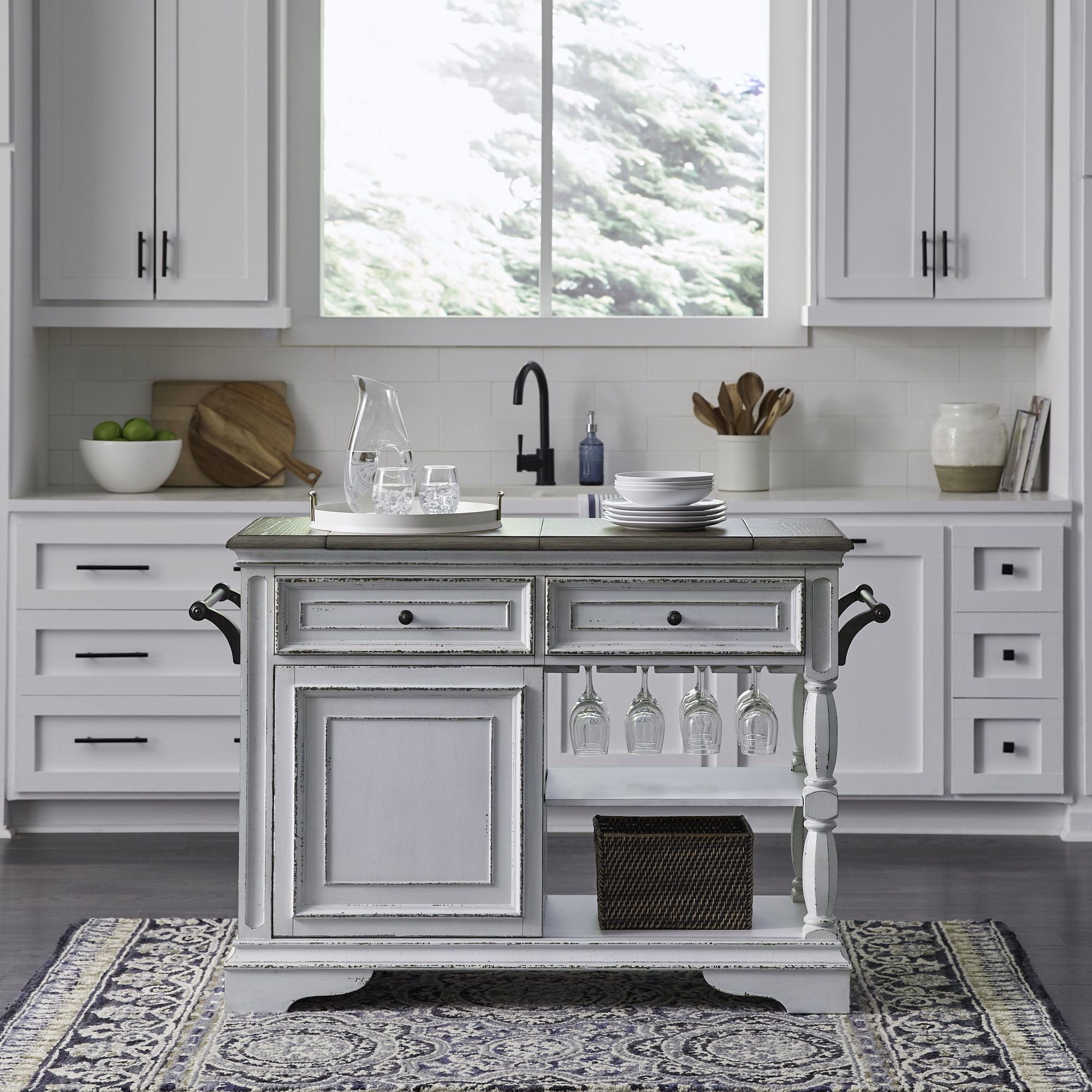 Liberty Furniture Magnolia Manor - Bar Cart - White | Meri Furniture
