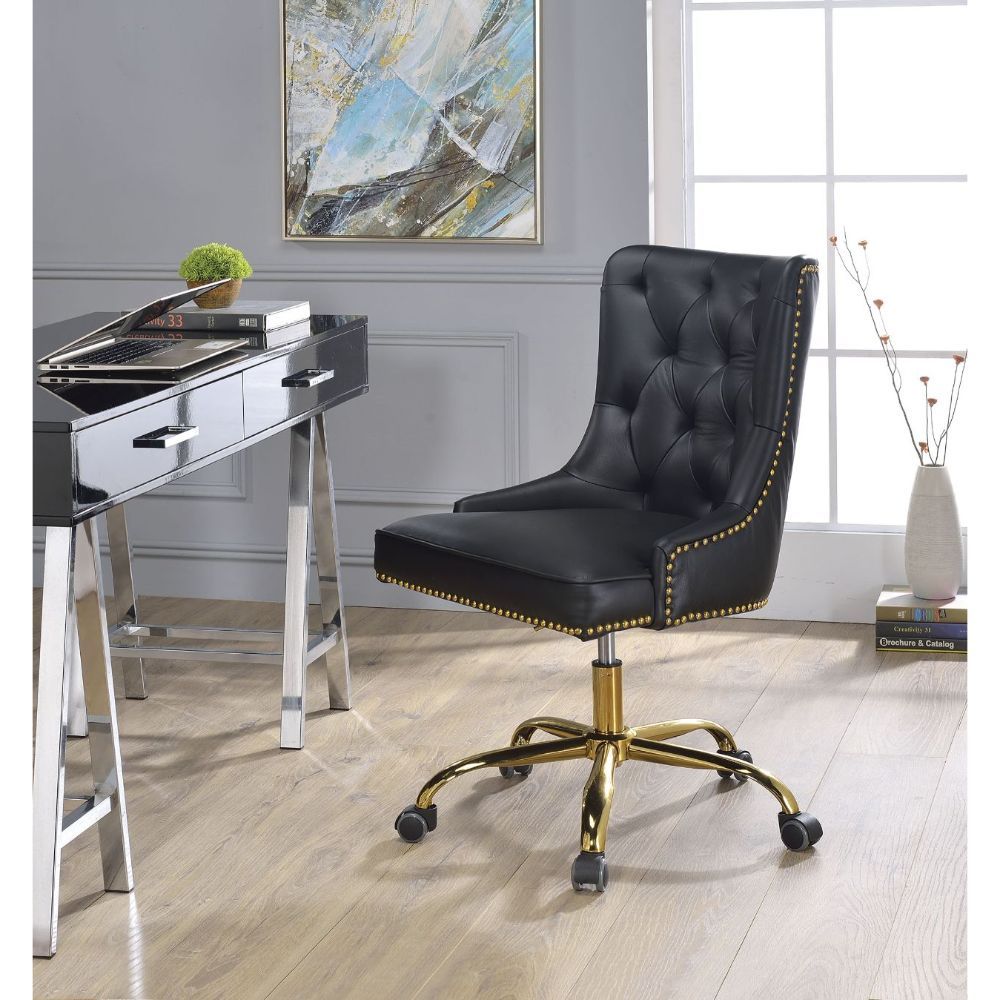 ACME PUrlie - Office Chair - Black PU & Gold | Meri Furniture