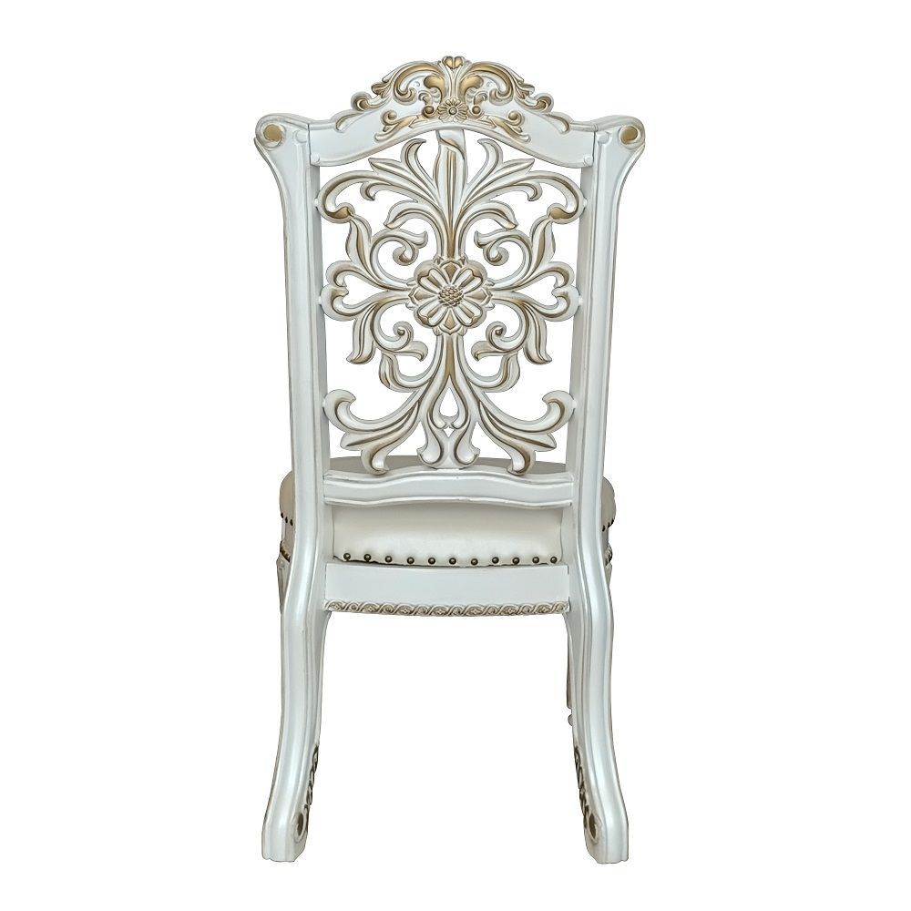 Vendome - 48" Side Chair Set of 2) - Synthetic Leather & Antique Pearl