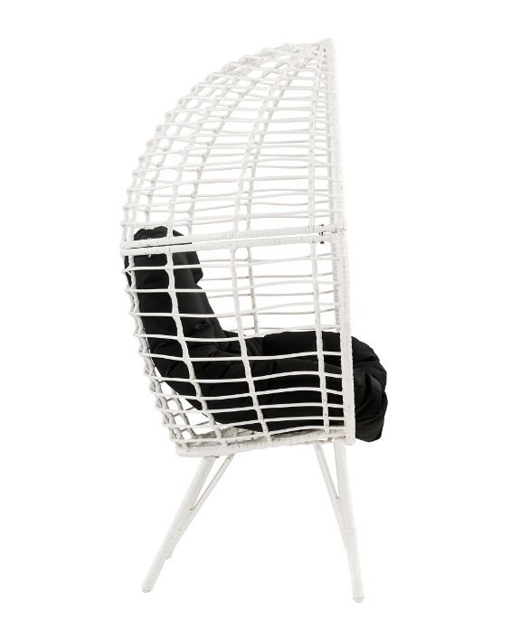 ACME Galzed - Patio Lounge Chair - Black Fabric & White Wicker | Meri Furniture