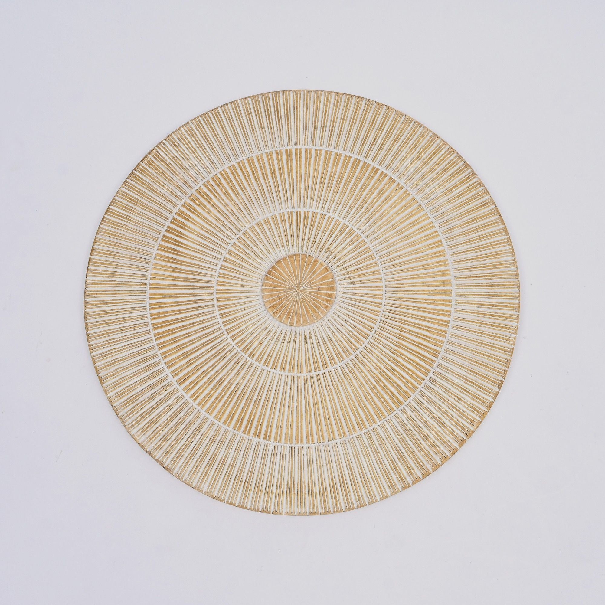 Handcarved Vintage Wheel Wall Decor - Brown / Antique White