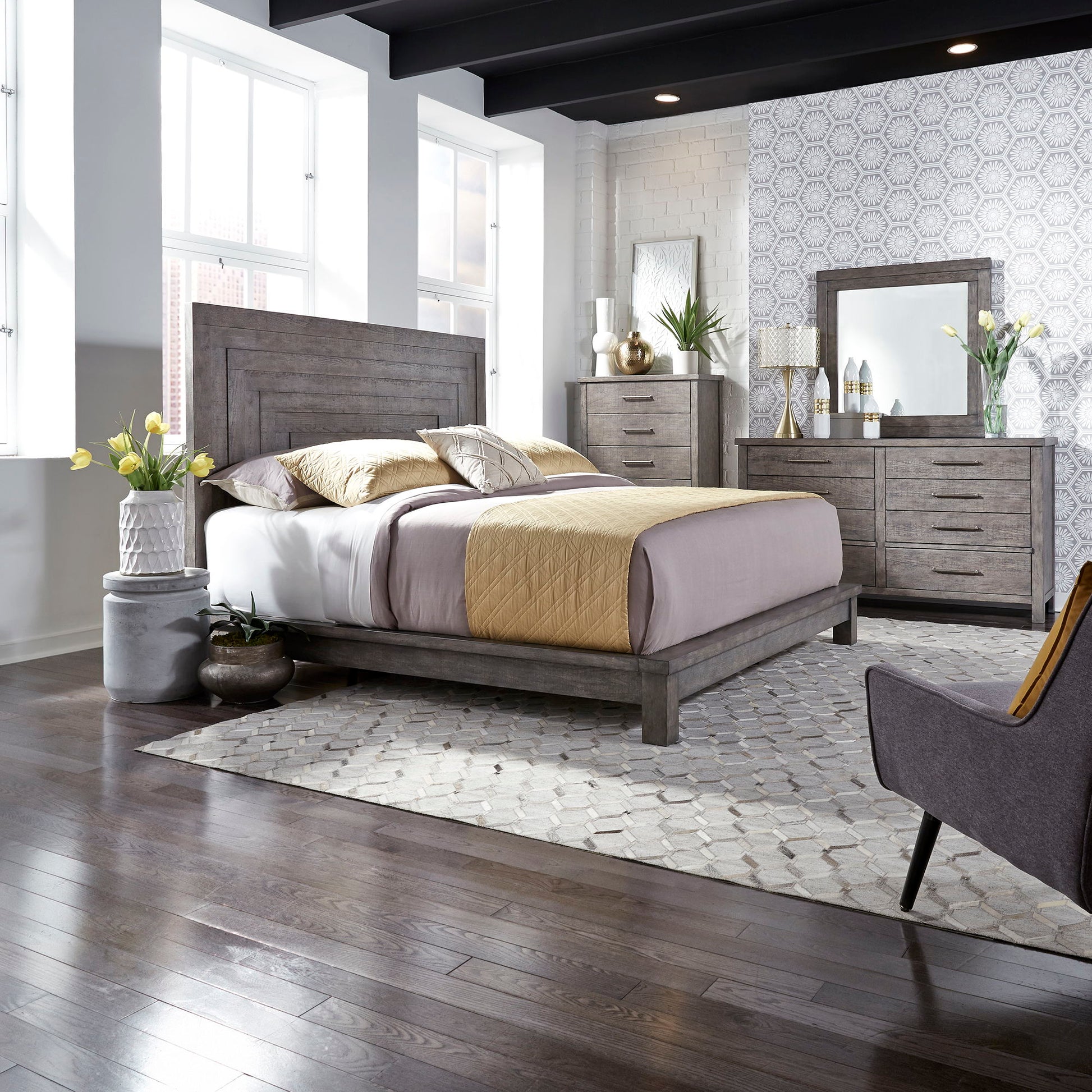 Liberty Furniture Modern Farmhouse - Platform Bed, Dresser & Mirror | Meri Furniture