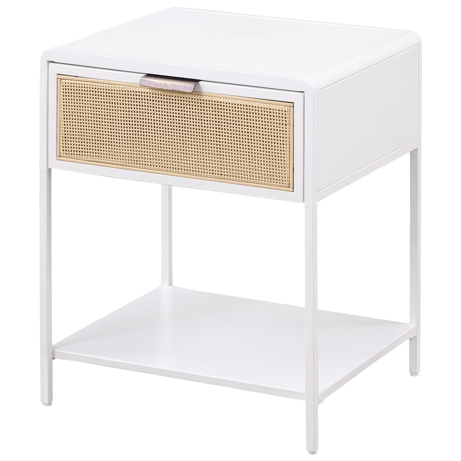Coaster Fine Furniture Amherst - 1-Drawer Radio Weave Rattan Metal Side Table | Meri Furniture
