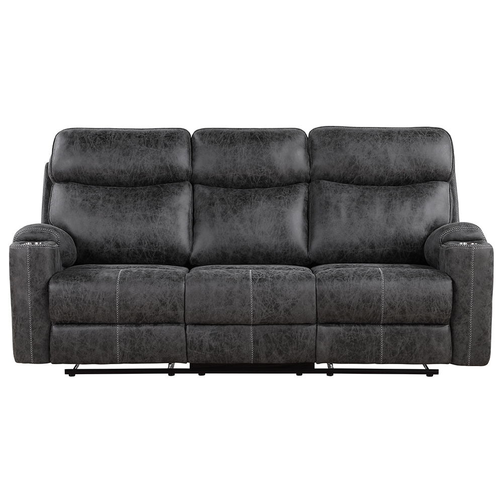 ACME Hirah - Motion Sofa - Dark Gray Polish Microfiber | Meri Furniture