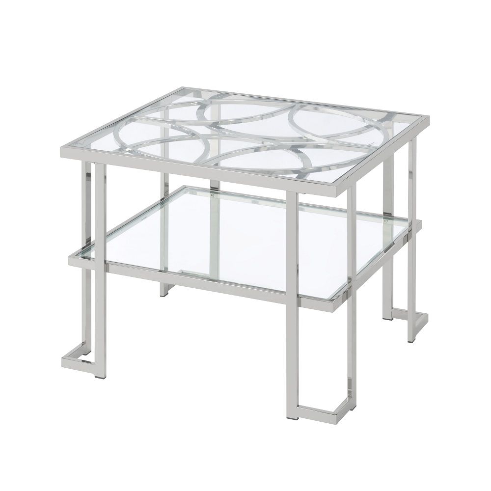 ACME Kalan - End Table - Glass & Silver | Meri Furniture