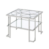 ACME Kalan - End Table - Glass & Silver | Meri Furniture