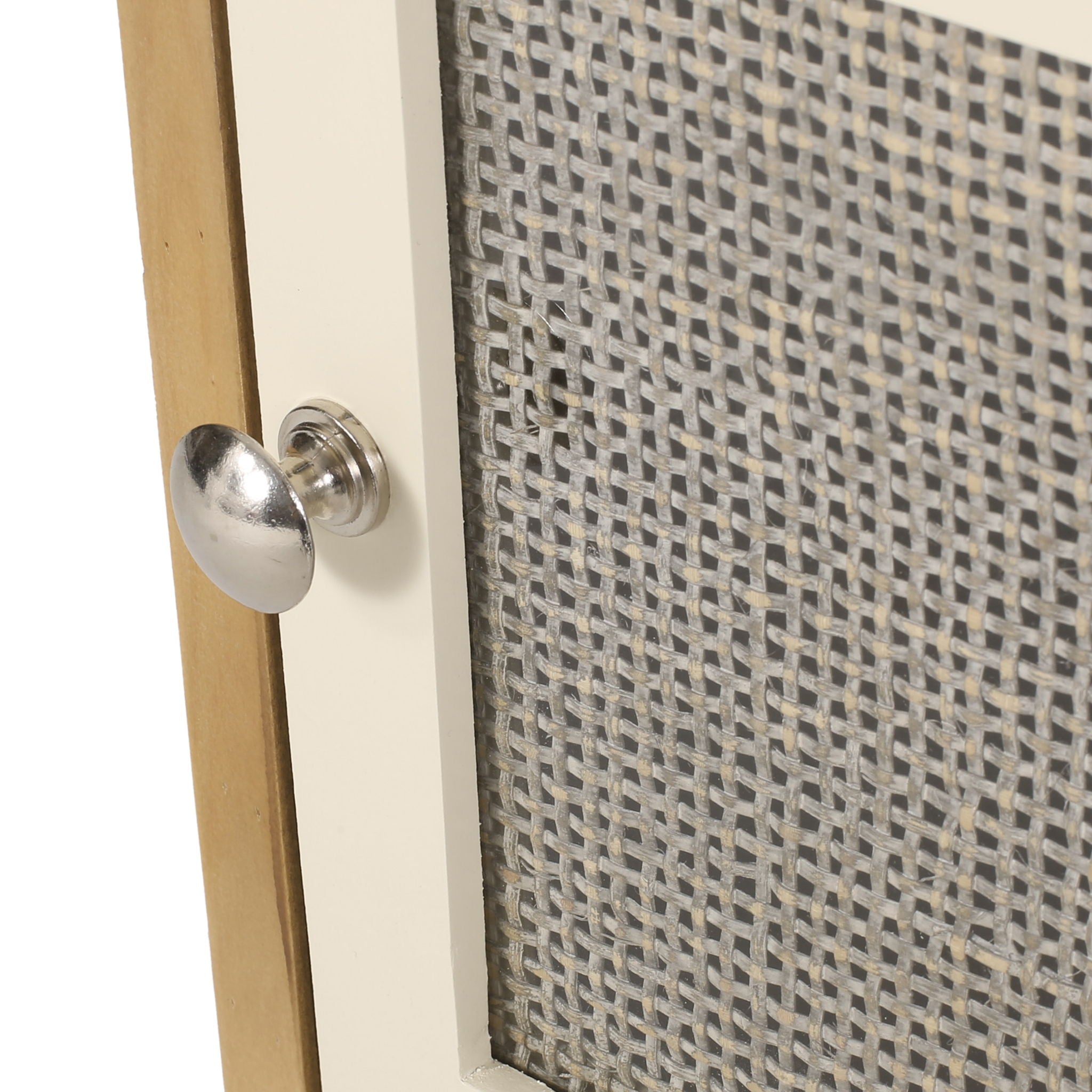 Contemporary End Table With Rattan Accents And Tempered Glass - Natural / White