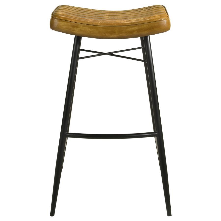 Coaster Fine Furniture Bayu - Leather Upholstered Saddle Seat Backless Bar Stool (Set of 2) | Meri Furniture