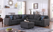 Cooper 125"W Dark Gray Linen 7Pc Reversible L-Shape Sectional Sofa with Ottoman and Cupholder