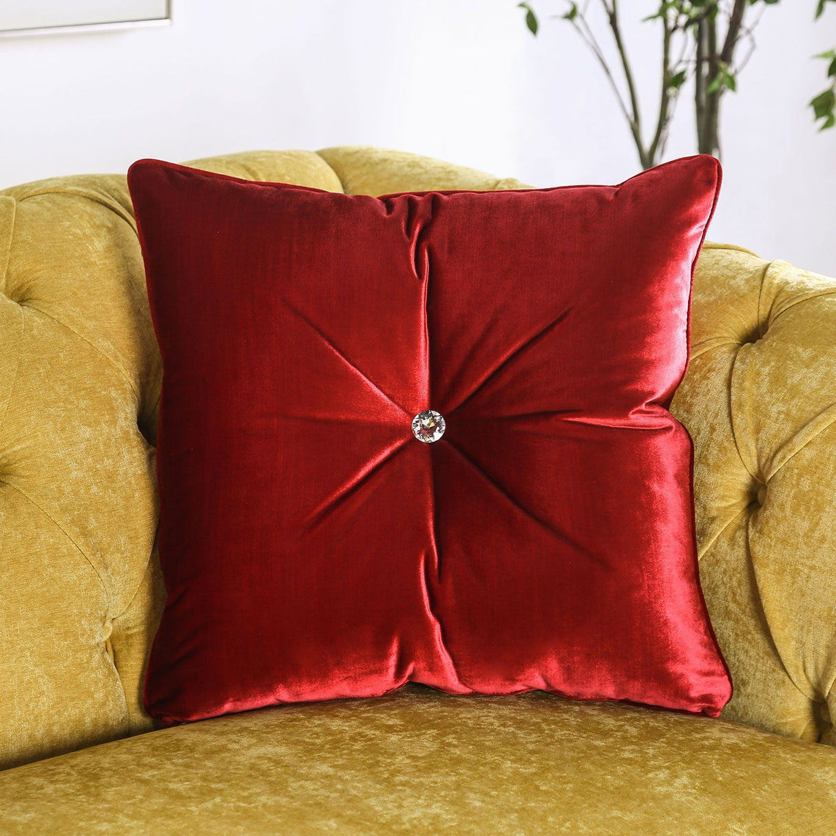 Furniture of America Eliza - Sofa - Royal Yellow / Red | Meri Furniture