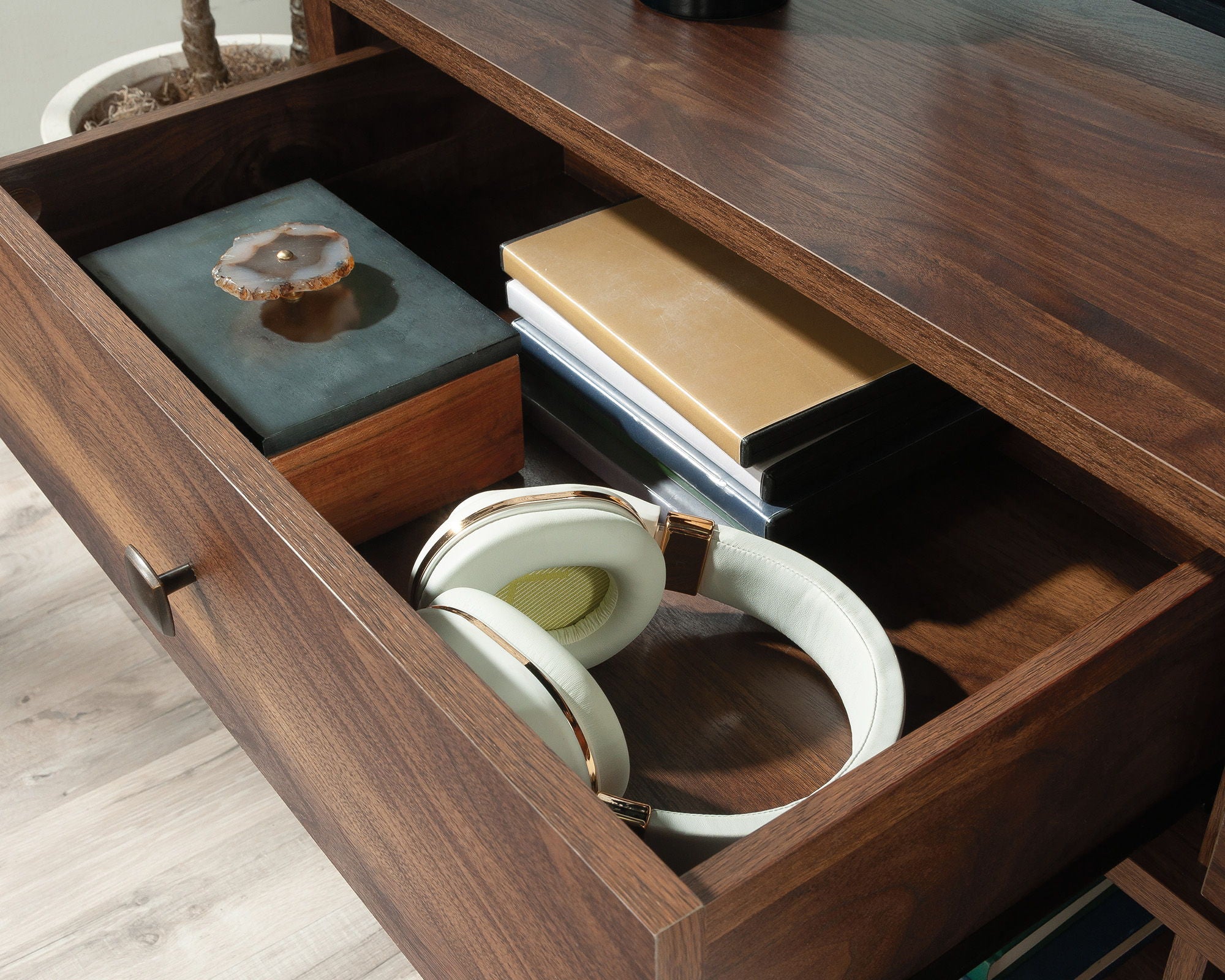 TV Stand with Drawers in Grand Walnut