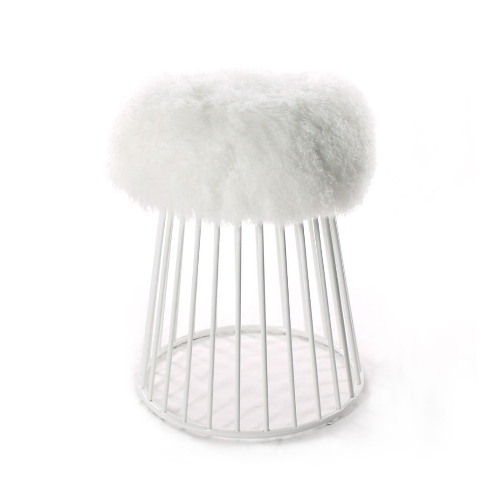 ACME Bagley - Ottoman - Wool & White | Meri Furniture