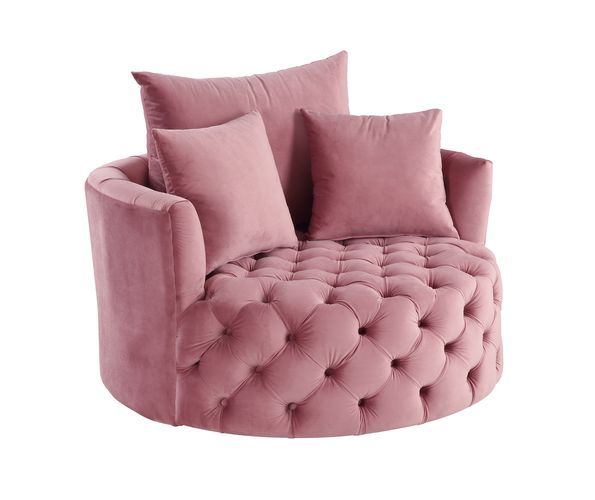 ACME ‧Seat Construction: Full Foam‧Wooden Inner Frame‧Tight Seat & Back Cushion‧Botton Tufted‧3 Pillows Included‧Foam Density: D28‧Swivel Function(360 Degree) | Meri Furniture