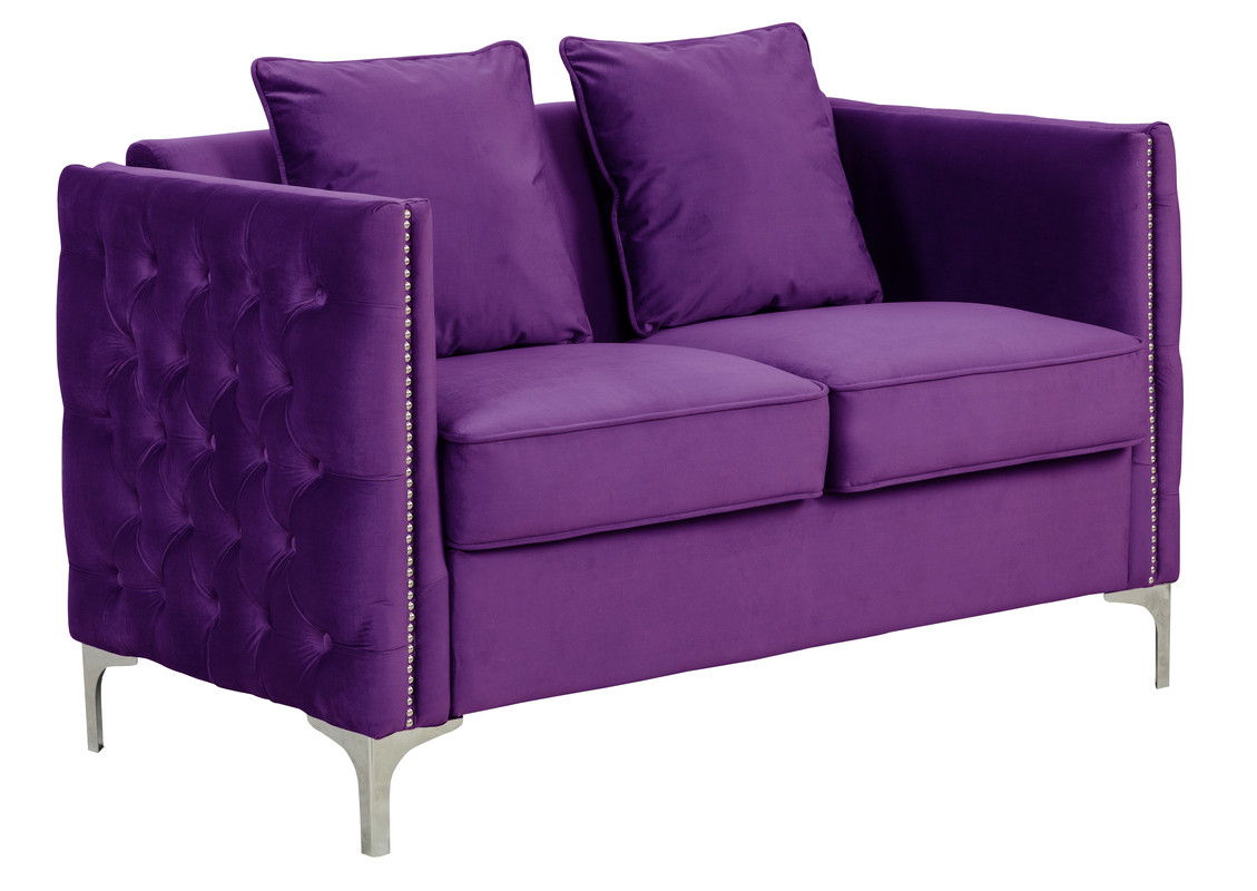 Bayberry Purple Velvet Sofa Loveseat Chair Living Room Set