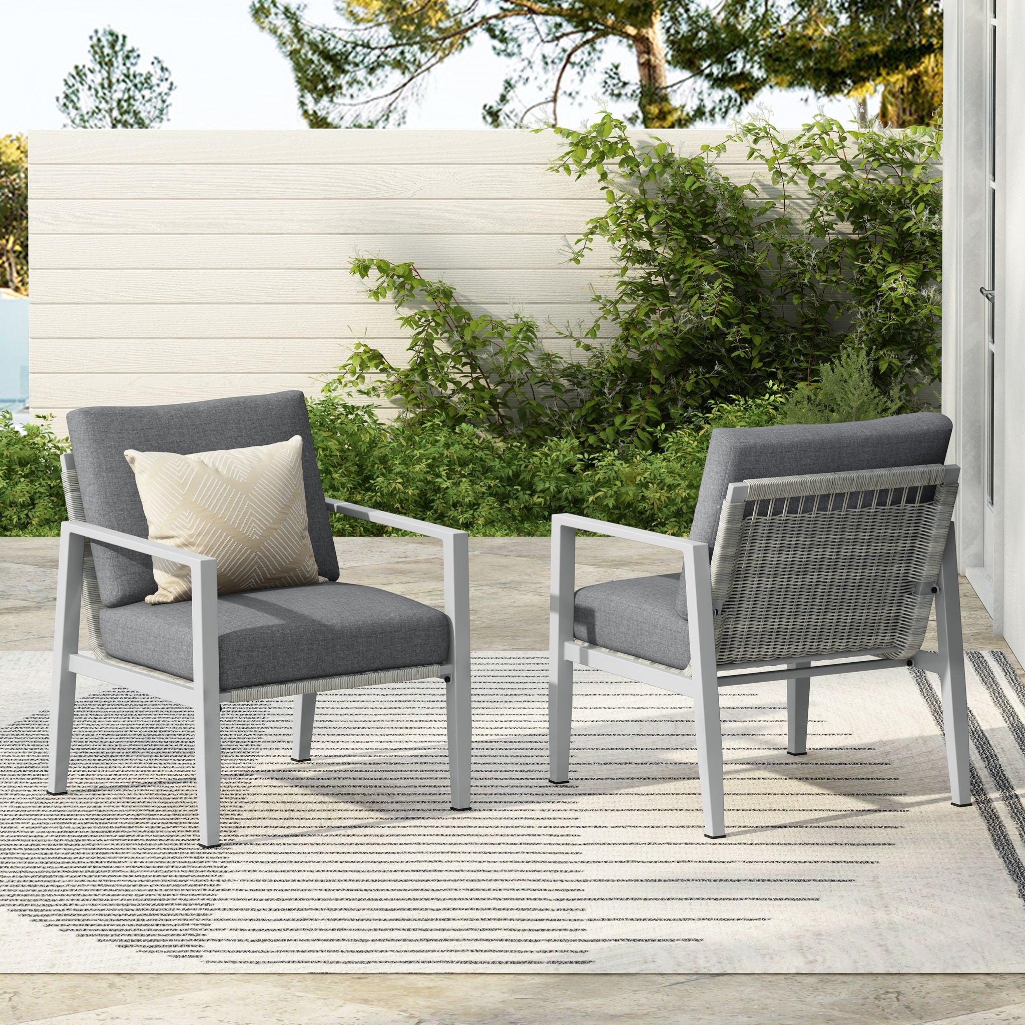 Modern Lounge Chair With Rope Accents And Cushions