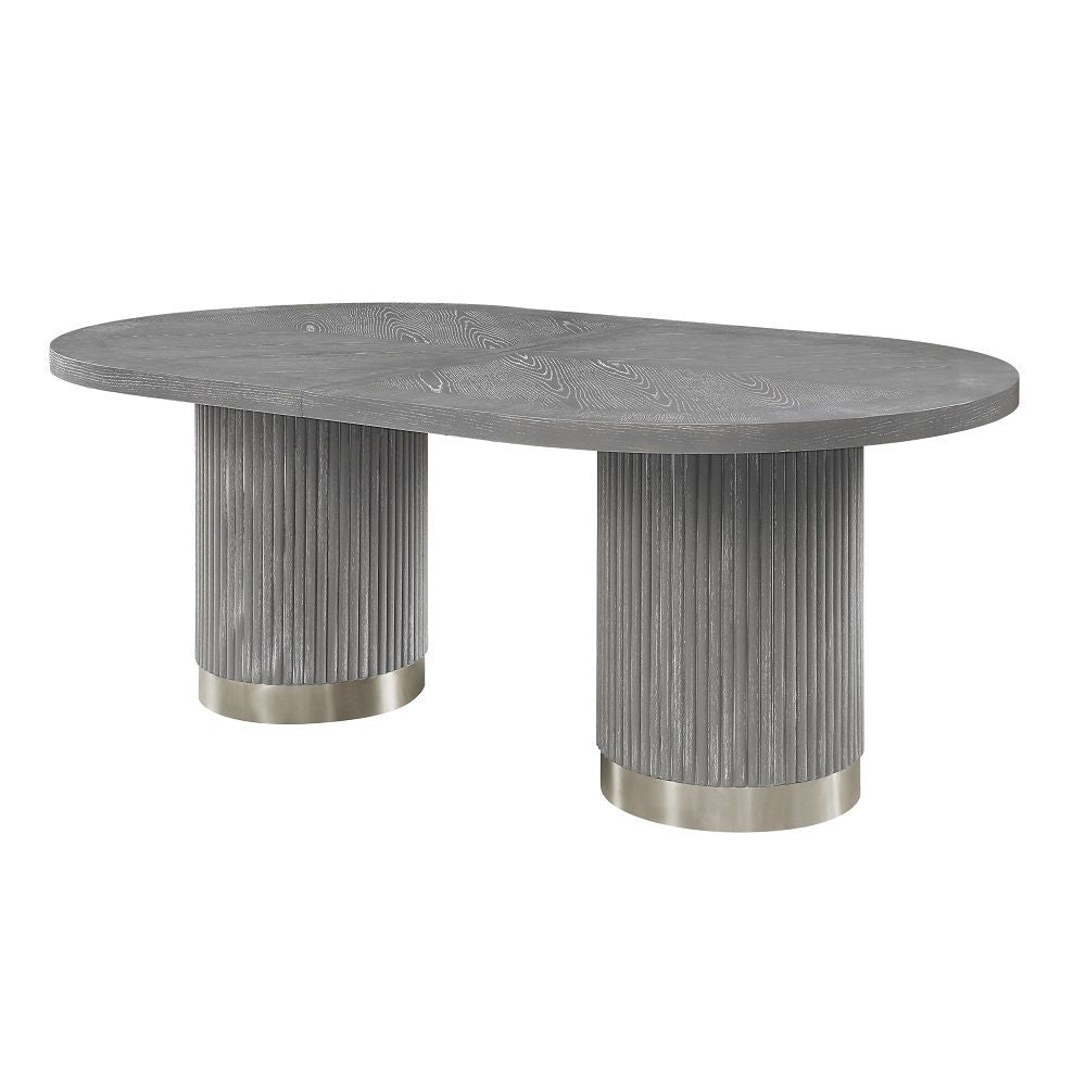 ACME Adalynn - Dining Table With 2 Leaves - Weathered Gray Oak | Meri Furniture