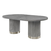 ACME Adalynn - Dining Table With 2 Leaves - Weathered Gray Oak | Meri Furniture