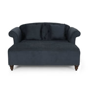 Upholstered Chaise Lounge With Scroll Arms, Turned Legs And 2 Pillows