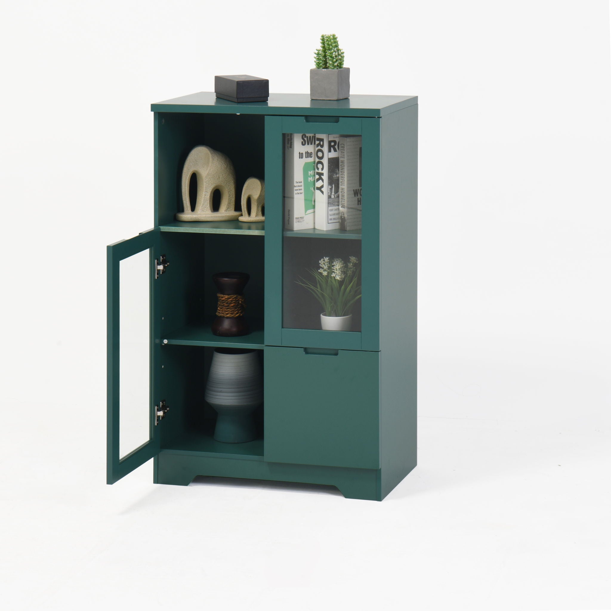Modern Cabinet With Glass Doors And Drawer