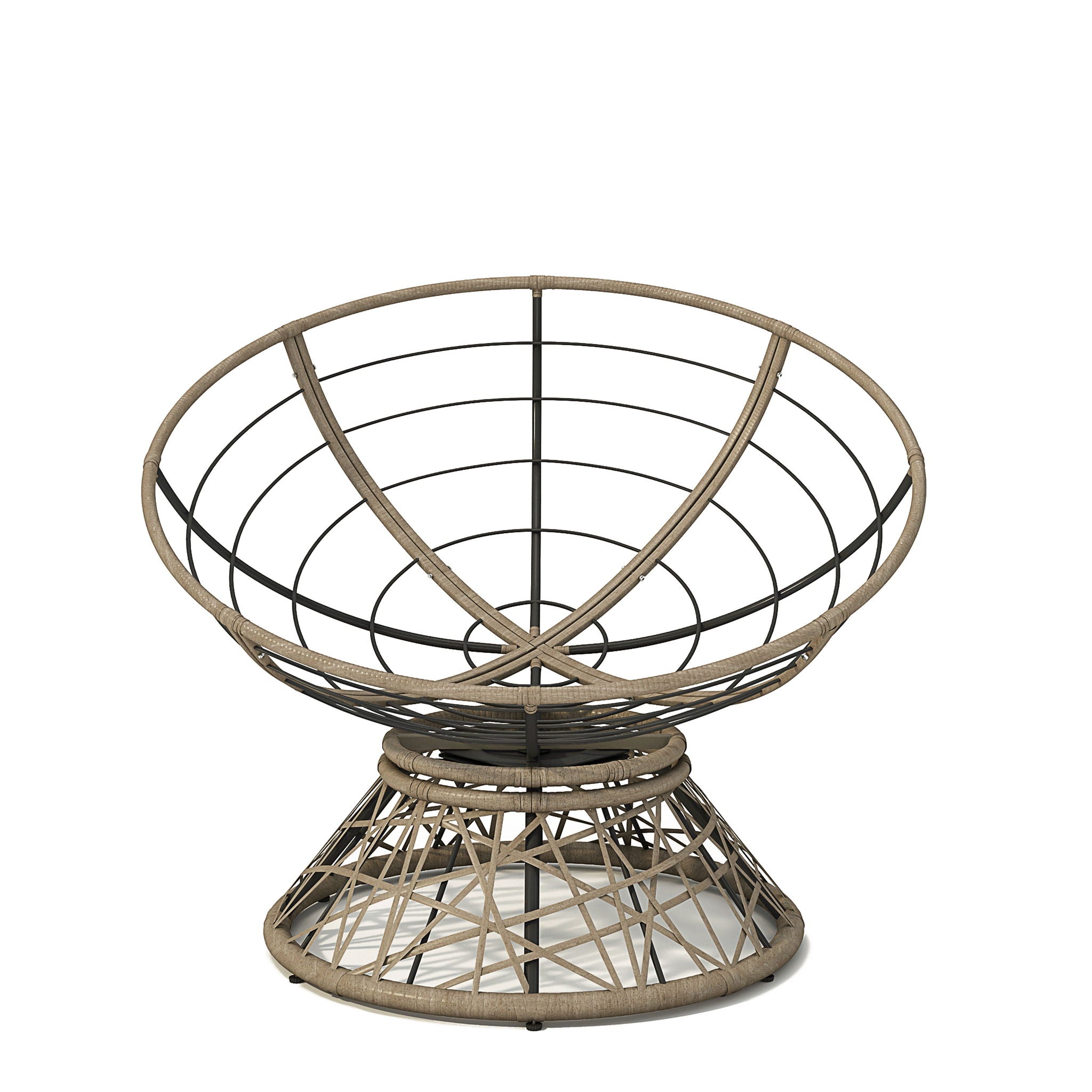 Ergonomic Wicker Chair With Cloud Thick Density Cushion, 3 Proof Cover High Capacity Iron Frame Fluid 360° Swivel