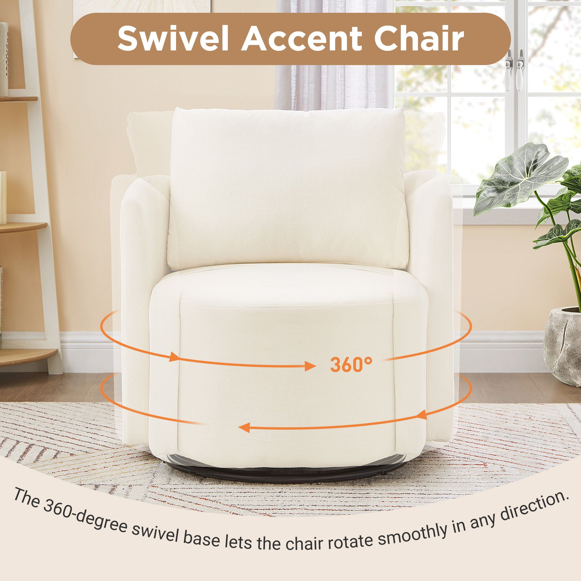 360° Modern Swivel Chair With Upholstered Curved Design