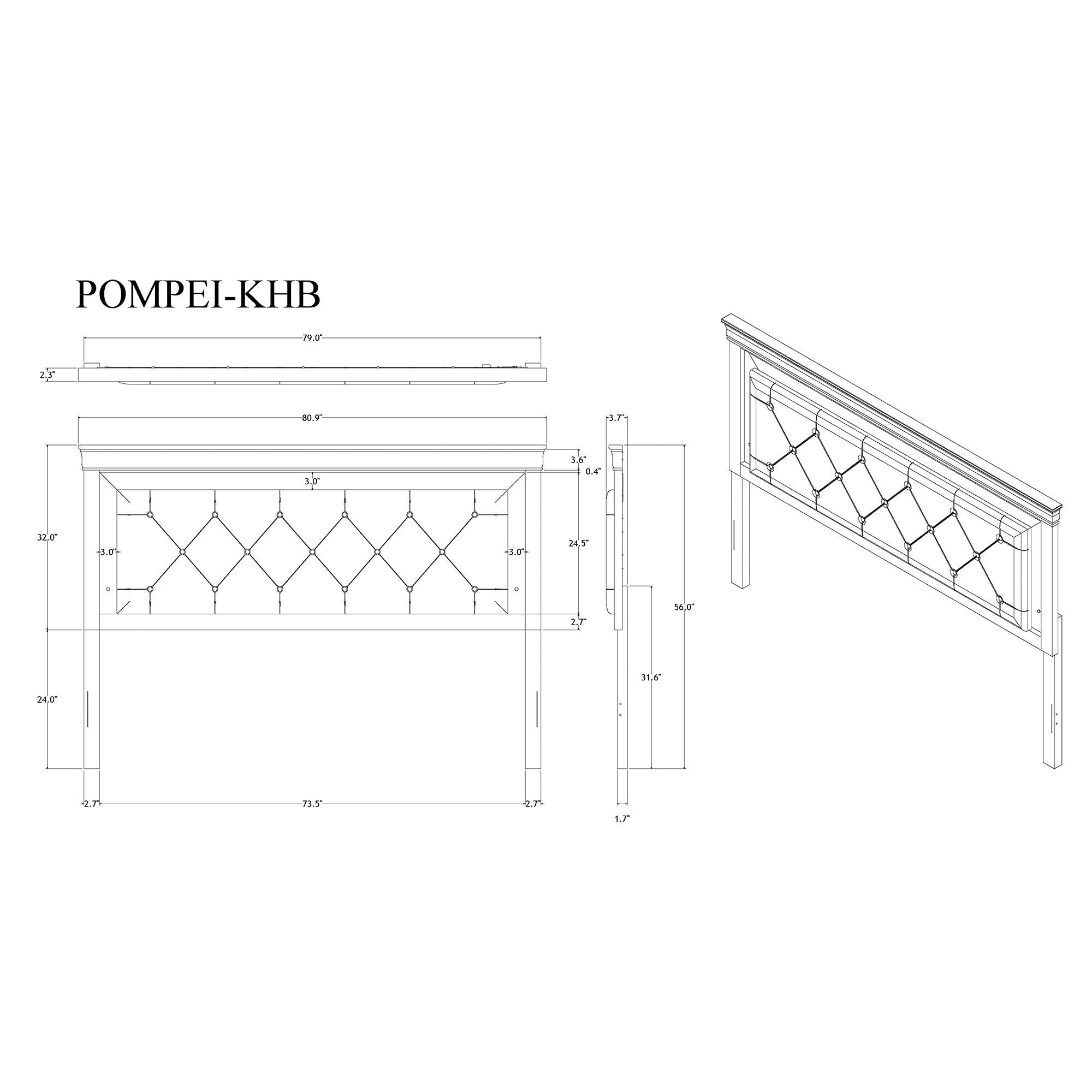 Shaker - 5 Pieces Bedroom Set With Crystal Inspired Tufted Headboard And LED Lighting