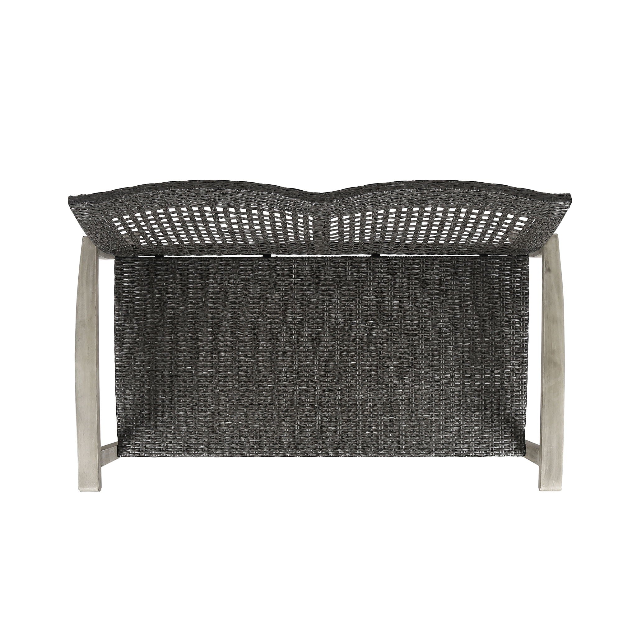 Hampton - Outdoor Wood And Wicker Loveseat - Gray