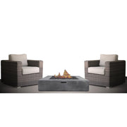3 Piece Patio Rattan Furniture Set With Cushions Fire Pit - Brown