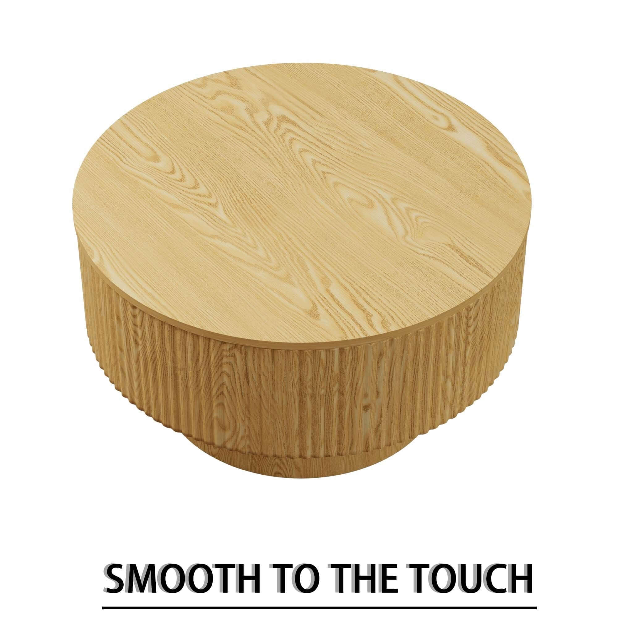 Modern Circular Coffee Table With Stripe Design And Storage Space