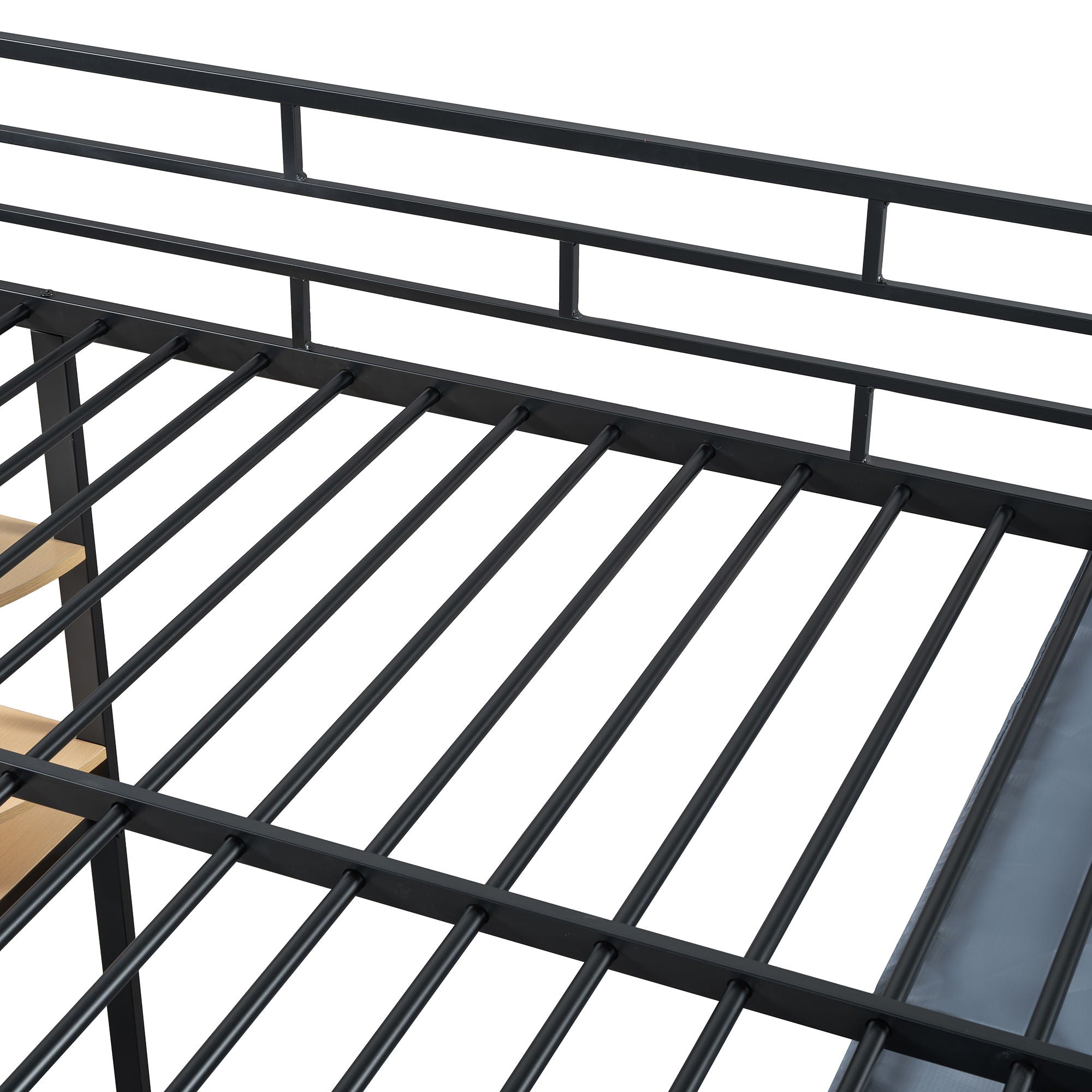 Loft Bed With Desk, Shelves, Power Outlet, LED Light And Wardrobe